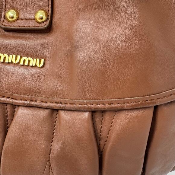 Miu Miu Brown Coffer matelassé leather hobo/shoulder bag with Braided Handle - Picture 5 of 16